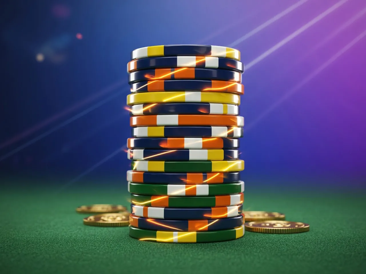 Cận cảnh chồng phỉnh trên mặt nỉ xanh trong khu casino new88